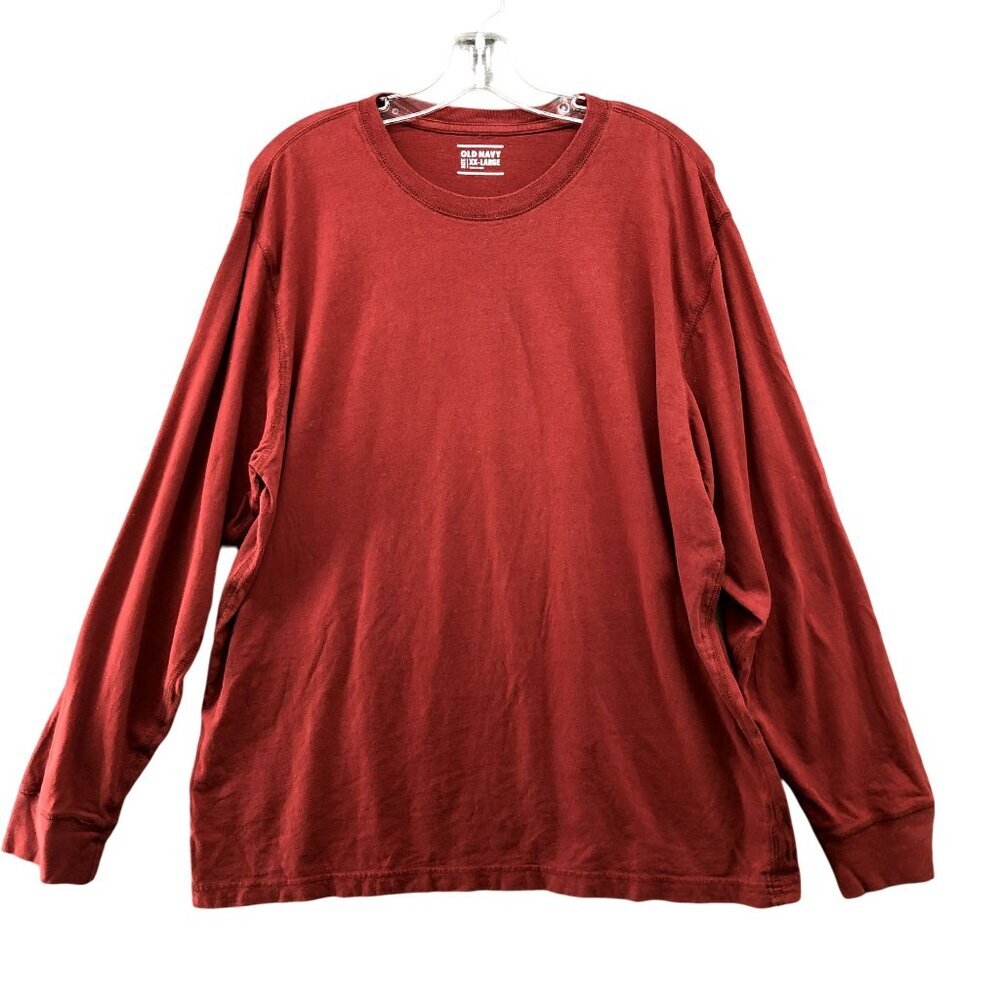 Old Navy Long Sleeve T Shirt Mens XXL Wine Red Crewneck Cotton‎